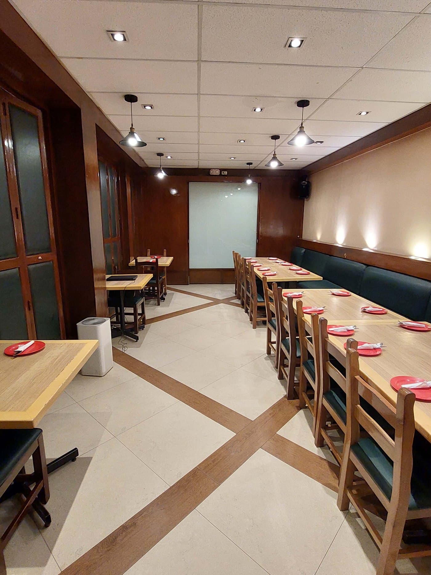 The Ramos function room, full view showing both long tables